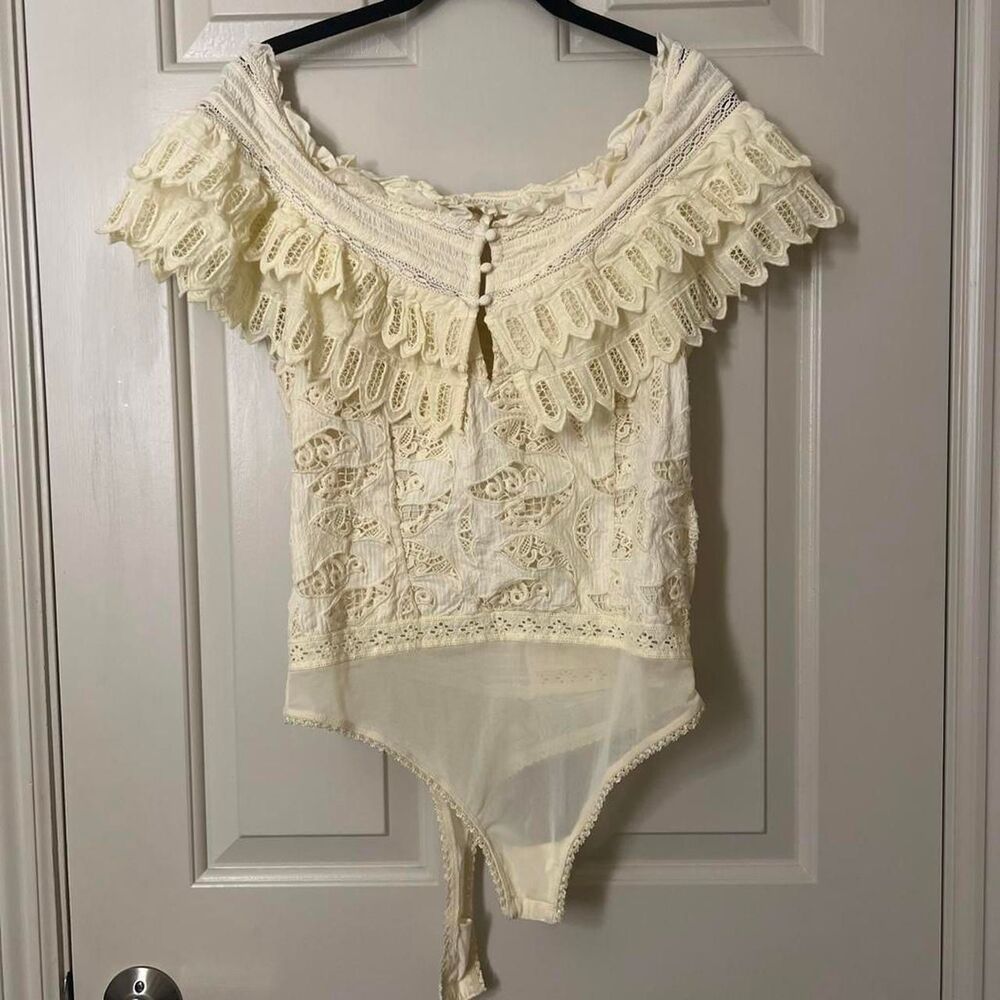 Free-people Women's Cream and White Bodysuit